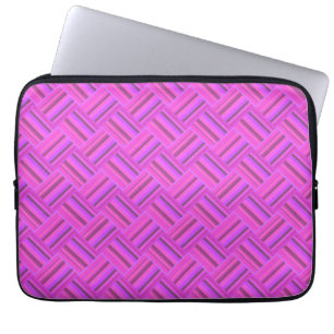 Protection Pour Ordinateur Portable Motif de tissage en diagonale à rayures roses