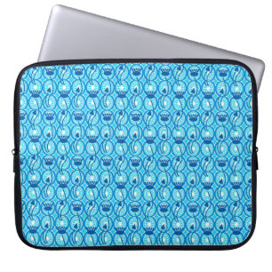 Protection Pour Ordinateur Portable Motif égyptien Lotus, cobalt et turquoise