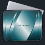 Protection Pour Ordinateur Portable Motif en acier inoxydable teint bleu<br><div class="desc">Teinte bleue,  look métallique brillant,  motif en acier inoxydable. monogramme personnalisé et optionnel. Disponible sur d'autres produits et peut être demandé pour n'importe quel des produits offerts à Zazzle.</div>
