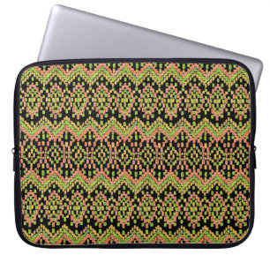 Protection Pour Ordinateur Portable Motif ethnique couleur Ikat sur noir
