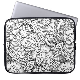Protection Pour Ordinateur Portable Motif floral de griffonnage