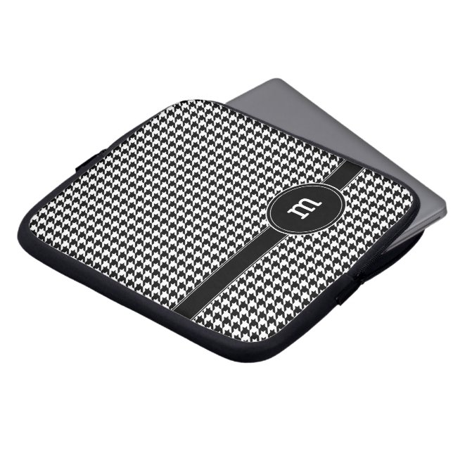 Protection Pour Ordinateur Portable Motif Houndstooth avec Monogramme (Devant haut)