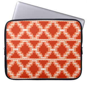 Protection Pour Ordinateur Portable Motif Ikat Aztec - Rouille, Orange et blanc