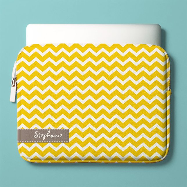Protection Pour Ordinateur Portable Motif Jaune Zig Zag Chevrons (Créateur téléchargé)