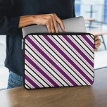 Protection Pour Ordinateur Portable Motif moderne rose violet noir rayures<br><div class="desc">Bandes diagonales modernes et tendance motif dans 4 couleurs : blanc,  rose,  violet et noir.</div>
