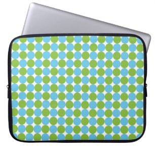 Protection Pour Ordinateur Portable Motif pois bleu et vert