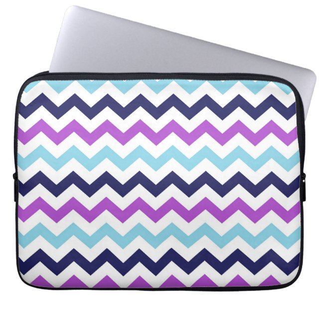 Protection Pour Ordinateur Portable Motif pourpre et bleu de chevrons de zigzag (Devant)
