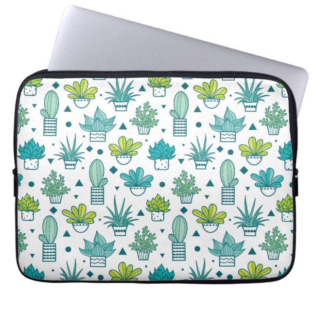 Protection Pour Ordinateur Portable Motif succulent d'aquarelle verte et bleue (Devant)
