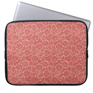 Protection Pour Ordinateur Portable Motif tourbillon japonais - rouge profond et blanc