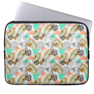 Protection Pour Ordinateur Portable Motif tropical géométrique abstrait de feuille