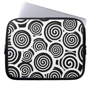 Protection Pour Ordinateur Portable Motif vectoriel spirale noire et blanche