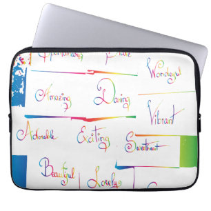 Protection Pour Ordinateur Portable Mots d'inspiration positifs colorés écrits à la ma