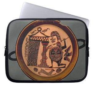 Protection Pour Ordinateur Portable Noir-chiffre tasse de Laconian dépeignant un atta