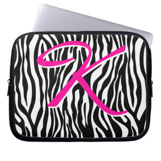 Protection Pour Ordinateur Portable Noir mignon k blanc de monogramme de douille