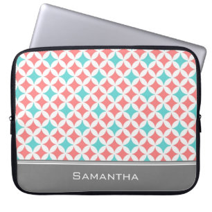 Protection Pour Ordinateur Portable Nom fait sur commande gris turquoise de corail