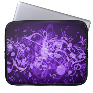 Protection Pour Ordinateur Portable Notes de musique violet brillant Manches d'ordinat