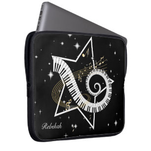 Protection Pour Ordinateur Portable Notes d'or de l'étoile musicale personnalisée