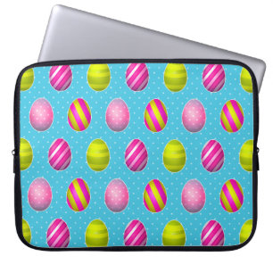 Protection Pour Ordinateur Portable Oeufs De Pâques Colorés Sur Polka Dot Arrière - pl