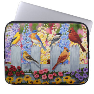 Protection Pour Ordinateur Portable Oiseaux de printemps colorés Jardin Fête