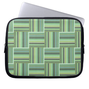 Protection Pour Ordinateur Portable Olive green stripes weave pattern