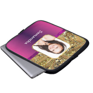 Protection Pour Ordinateur Portable Or et caillou rose