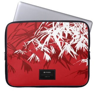 Protection Pour Ordinateur Portable Oriental Design chic moderne Zen Rouge Bambou Feui