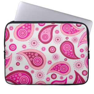 Protection Pour Ordinateur Portable Paisley rose et blanc personnalisé