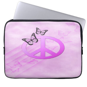 Protection Pour Ordinateur Portable Paix rose