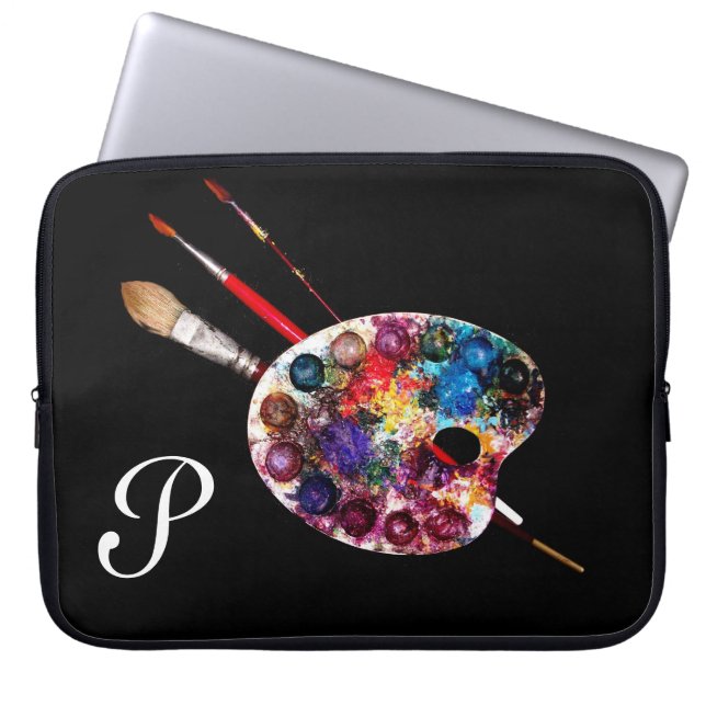 Protection Pour Ordinateur Portable PALETTE DE COULEUR ARTISTE MONOGRAMME Noir (Devant)