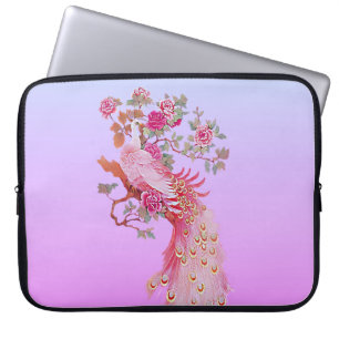 Protection Pour Ordinateur Portable Paon et fleur vintages assez roses