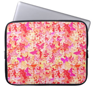 Protection Pour Ordinateur Portable Papillons, rose, pêche, corail