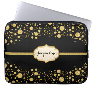 Protection Pour Ordinateur Portable Parties scintillant de feuille d'or Confetti Pois