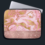 Protection Pour Ordinateur Portable Parties scintillant or rose et marbre étincelant<br><div class="desc">Parties scintillant rose Rose or et tamis en marbre étincelant. Le Manche en marbre rose et or est parfait pour la fille qui aime l'or rose et brillant.</div>