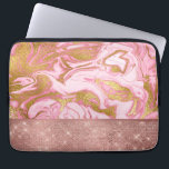 Protection Pour Ordinateur Portable Parties scintillant or rose et marbre étincelant<br><div class="desc">Parties scintillant rose Rose or et tamis en marbre étincelant. Le Manche en marbre rose et or est parfait pour la fille qui aime l'or rose et brillant.</div>