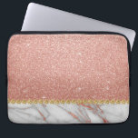 Protection Pour Ordinateur Portable Parties scintillant or rose rose et marbre étincel<br><div class="desc">Parties scintillant Rose Rose Gold Faux et Manche Élégant Marbre Stone.</div>