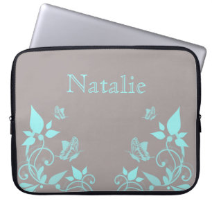 Protection Pour Ordinateur Portable Pastille électrique florale Aqua Butterfly