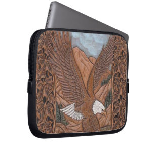Protection Pour Ordinateur Portable Pays occidental Eagle vintage en cuir usiné