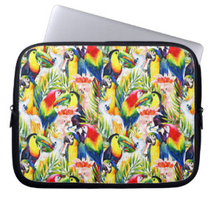 Protection Pour Ordinateur Portable Perroquets Et Feuilles De Palmiers