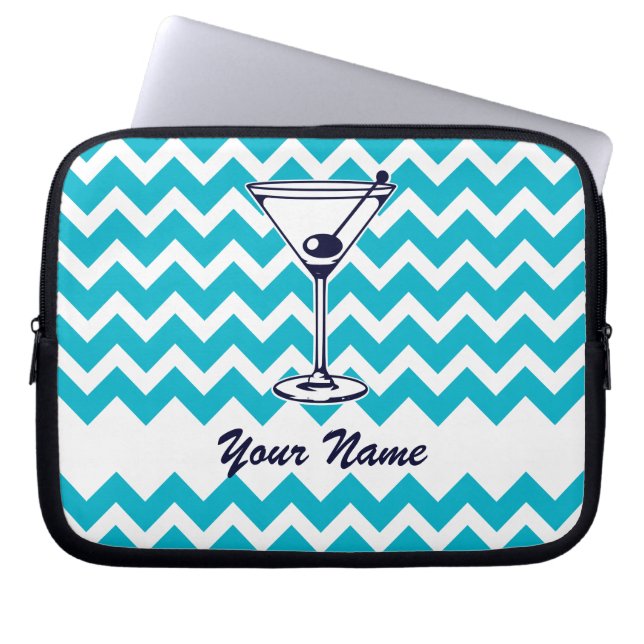 Protection Pour Ordinateur Portable Pictogramme Martini avec Motif Blue Chevron (Devant)