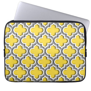 Protection Pour Ordinateur Portable Pineapple Dk Gray White Moroccan Quatrefoil #5DS