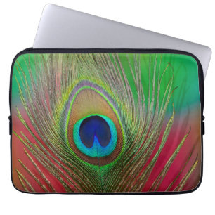 Protection Pour Ordinateur Portable Plume de paon en gros plan