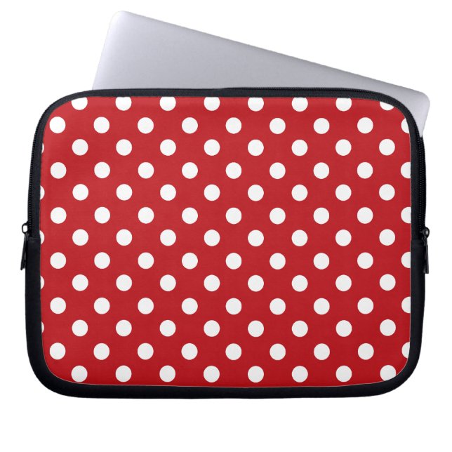 Protection Pour Ordinateur Portable Point de polka rouge et blanc (Devant)