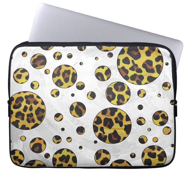 Protection Pour Ordinateur Portable Pointe Leopard Brown et Jaune (Devant)