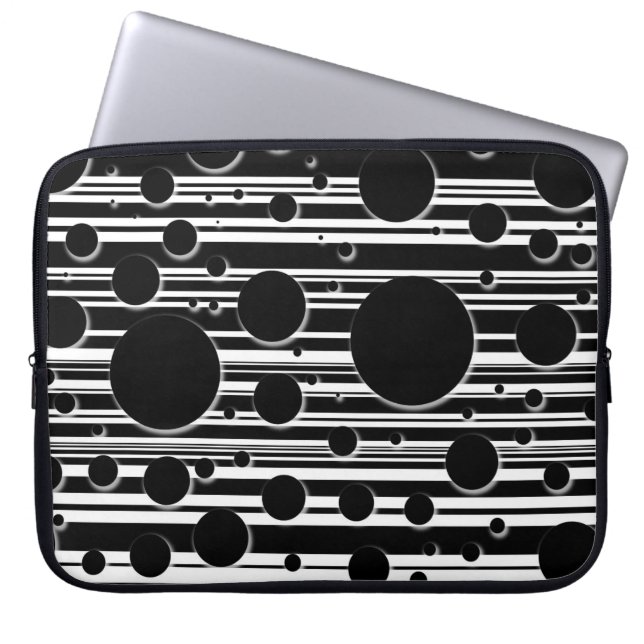Protection Pour Ordinateur Portable Points et rayures noirs et blancs (Devant)