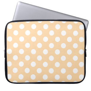 Protection Pour Ordinateur Portable Pois blancs sur beige