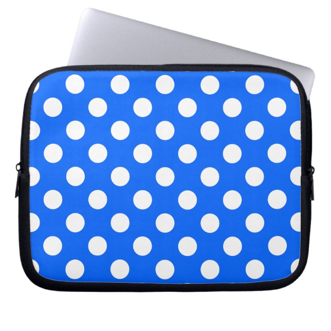 Protection Pour Ordinateur Portable Pois blancs sur bleu royal (Devant)