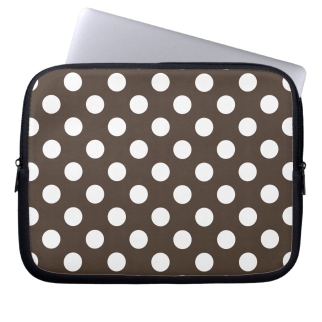 Protection Pour Ordinateur Portable Pois blancs sur brun (Devant)