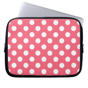 Protection Pour Ordinateur Portable Pois blancs sur corail