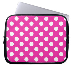 Protection Pour Ordinateur Portable Pois blancs sur fuchsia