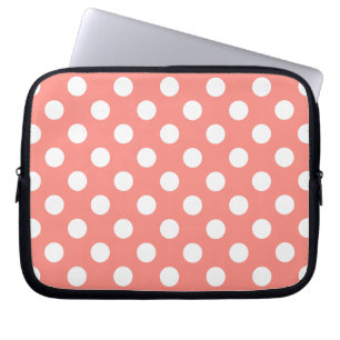 Protection Pour Ordinateur Portable Pois blancs sur la pêche